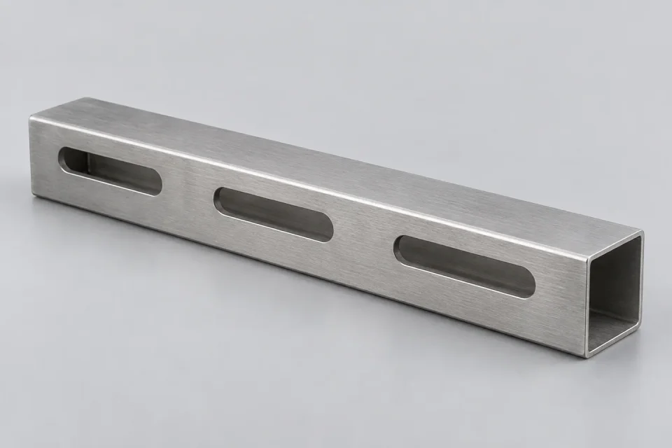 Illustrative custom metal slotted rectangular tubes
